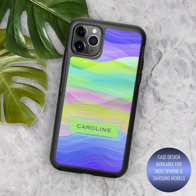 Custom Cool Retro Abstract Artistic Waves Pattern Otterbox iPhone Case (Creator Uploaded)