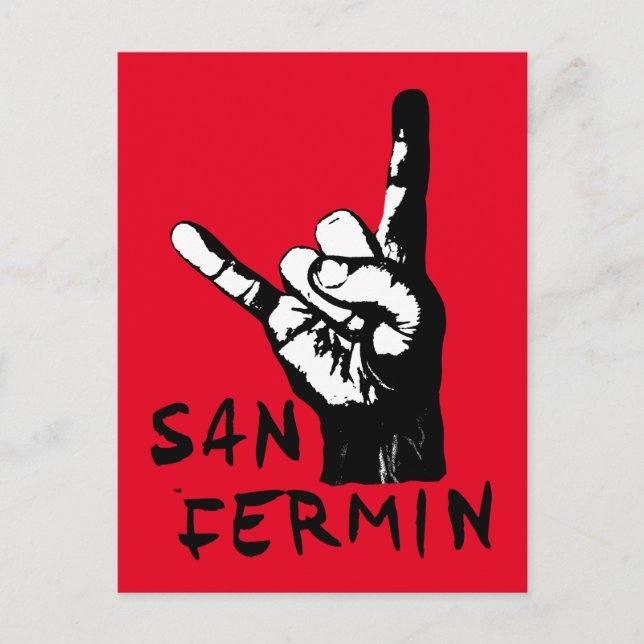 Custom, cool San Fermin rock fingers bull head: Postcard (Front)