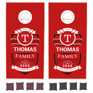 Custom Cool Typography Family Keepsake Monogram Co Cornhole Set