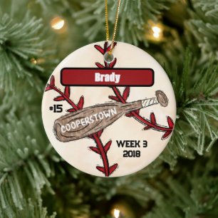 Custom Cooperstown Baseball / Player Keepsake Ceramic Ornament