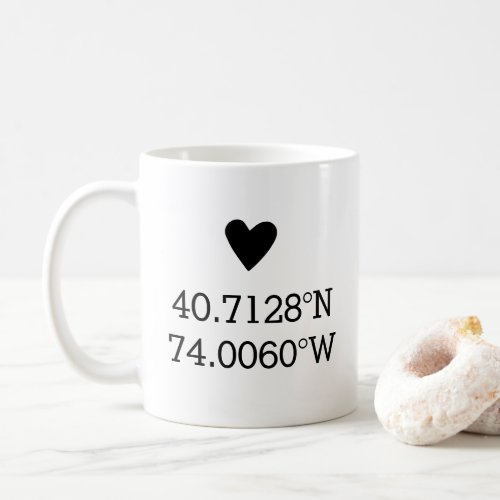 Custom Coordinates Anniversary Valentines Heart Coffee Mug