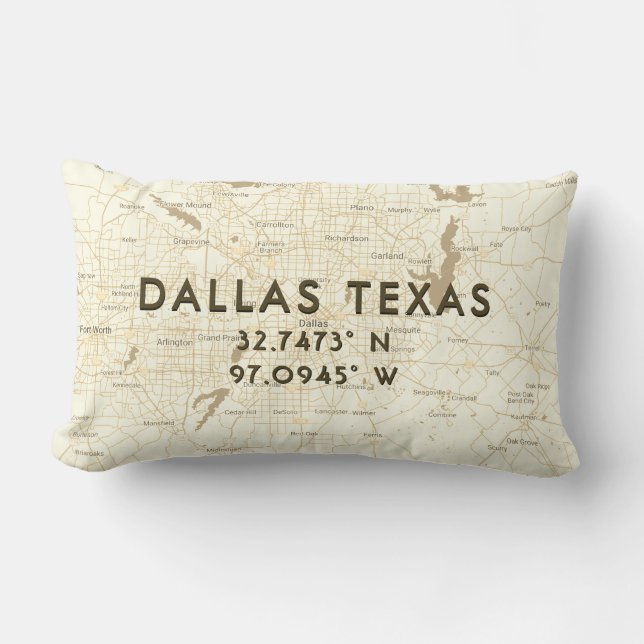 Custom Coordinates City Map | Beige Lumbar Pillow (Front)