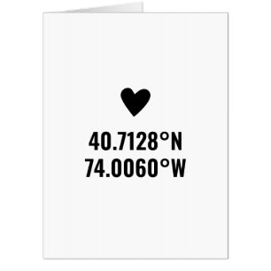 Custom Coordinates GPS Valentines Jumbo Novelty Card