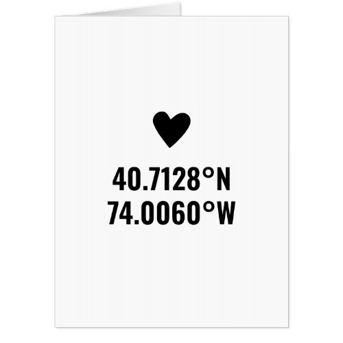 Custom Coordinates GPS Valentines Jumbo Novelty Card