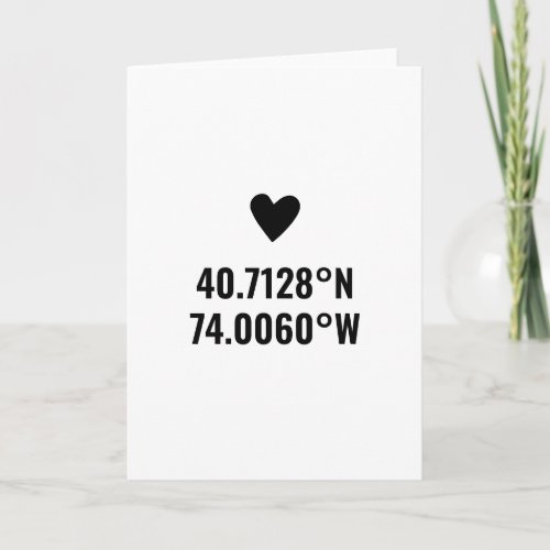 Custom Coordinates Longitude Latitude Valentines  Card