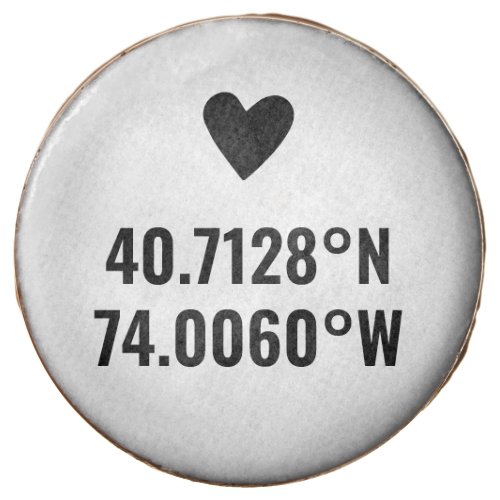 Custom Coordinates Longitude Latitude Valentines  Chocolate Covered Oreo