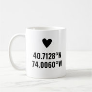 Custom Coordinates Longitude Latitude Valentines Coffee Mug