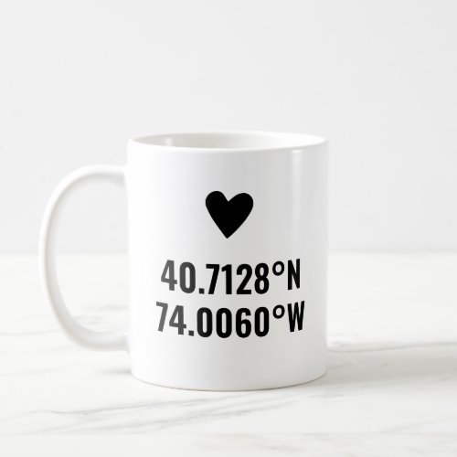 Custom Coordinates Longitude Latitude Valentines Coffee Mug