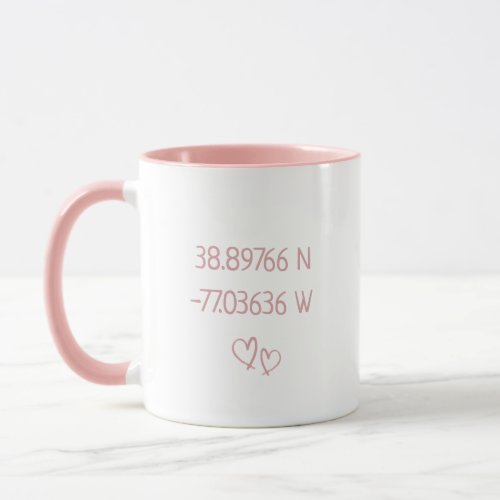 Custom Coordinates Longitude Latitude Valentines Mug