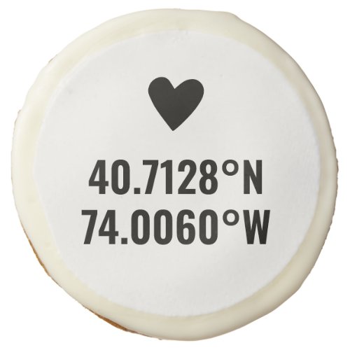 Custom Coordinates Longitude Latitude Valentines  Sugar Cookie