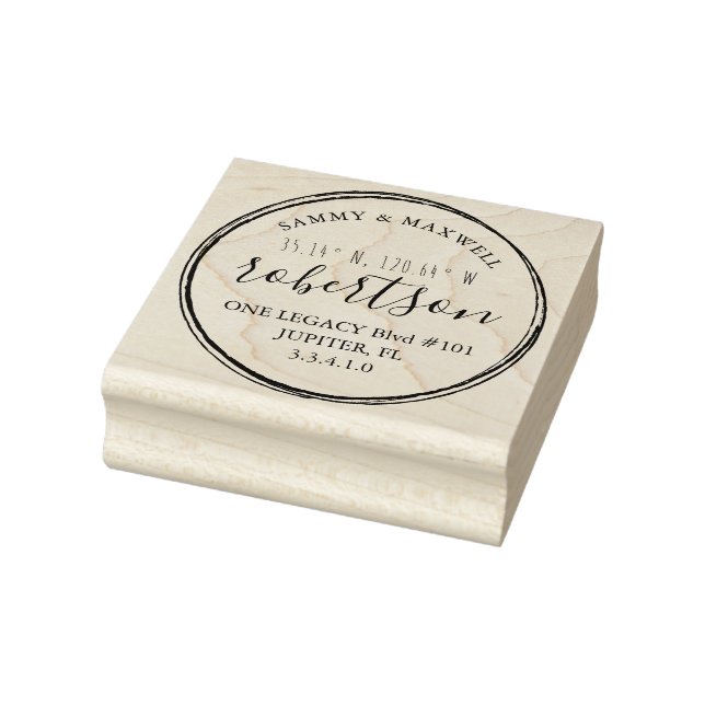 Custom Coordinates Return Address Rubber Stamp (Stamp)
