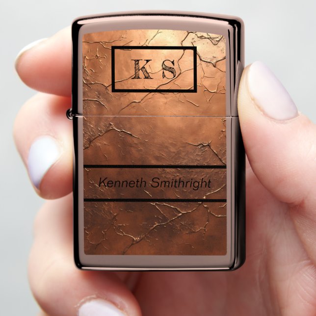 Custom Copper Flame Zippo Lighter (In Hand)
