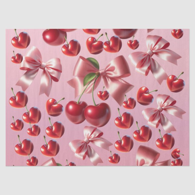 Custom Coquette Heart Bow Pattern Wrapping Paper (Front)