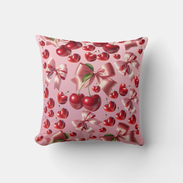 Custom Coquette Heart Bow Pattern Wrapping Paper Throw Pillow (Front)