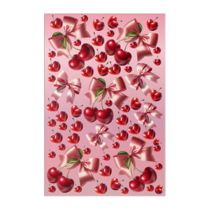 Custom Coquette Heart Cherry Bow Pattern Acrylic Print