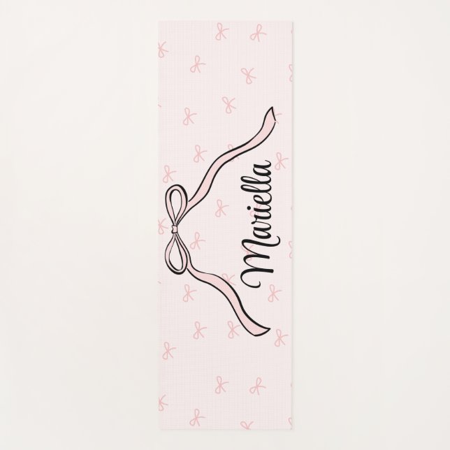 Custom Coquette Pink Bow Personal Yoga Mat (Front)