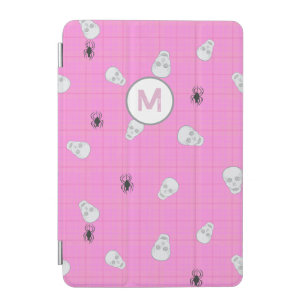 Custom Coquette Pink Plaid Halloween Skulls iPad Mini Cover