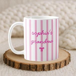 Custom Coquette Stripe Personalized Grandma Coffee Mug