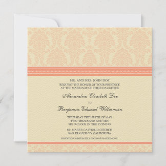 :custom: Coral/Cream Damask Wedding Invitation