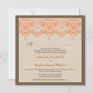 :custom: Coral Darling Damask Wedding Invitation_2 Invitation