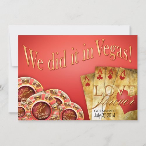 CUSTOM Coral Gold Las Vegas Deluxe Wedding Invitation