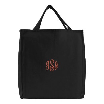 Custom Coral Monogram Embroidered Bag by EnduringMoments at Zazzle