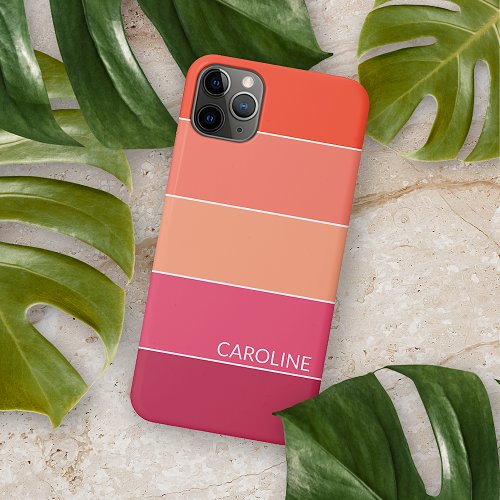 Custom Coral Peach Orange Magenta Red Pink Stripes iPhone 11 Pro Max Case
