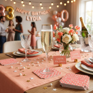Custom Coral Pearl “Cheers to Name" Paper Coaster