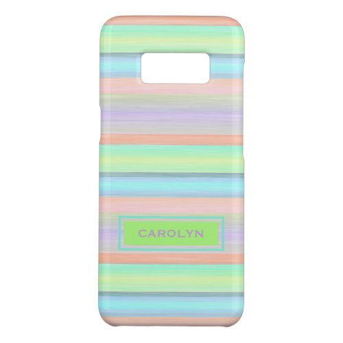 Custom Coral Pink Lime Green Turquoise Stripes Case_Mate Samsung Galaxy S8 Case