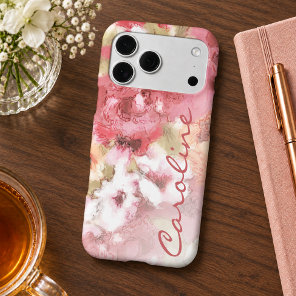 Custom Coral Pink Watercolor Floral Pattern Iphone 18 Pro Max Case