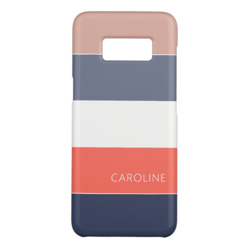 Custom Coral Red Orange Blue White Stripes Patter Case_Mate Samsung Galaxy S8 Case