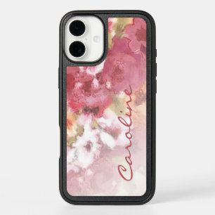 Custom Coral Red Orange Blush Pink Flowers Art iPhone 16 Plus Case
