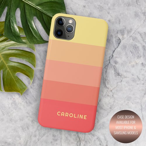Custom Coral Red Peach Orange Melon Yellow Stripes iPhone 11 Pro Max Case