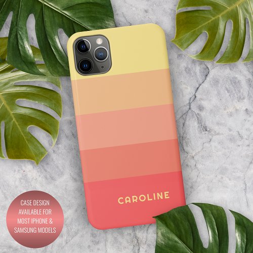 Custom Coral Red Peach Orange Melon Yellow Stripes iPhone 11Pro Max Case