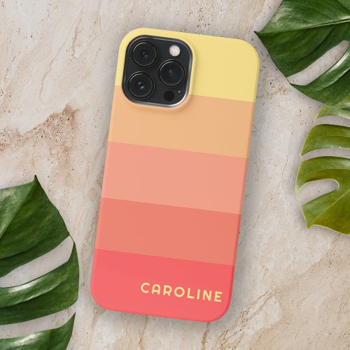 Custom Coral Red Peach Orange Melon Yellow Stripes iPhone 13 Pro Max Case