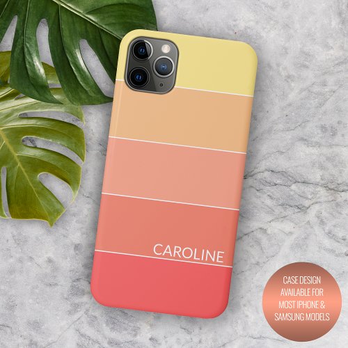 Custom Coral Red Peach Orange Yellow Stripes Art iPhone 11 Pro Max Case