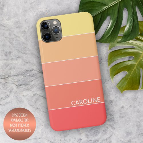 Custom Coral Red Peach Orange Yellow Stripes Art iPhone 15 Plus Case