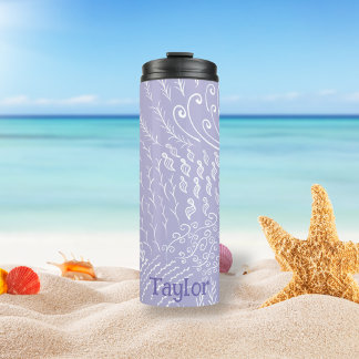 Custom Coral Reef & Seashell Print Thermal Tumbler