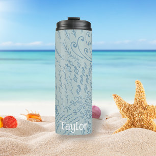 Custom Coral Reef & Seashell Print Thermal Tumbler