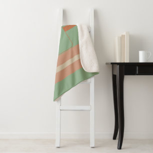Custom Coral Sage Stripe Monogram Boho Pastel Chi Sherpa Blanket