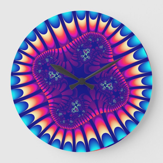Custom Coral Sea Flower Large Wall Clock (Front)