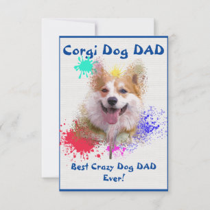 Custom Corgi dad Dog Best Crazy Dog Dad  Thank You Card