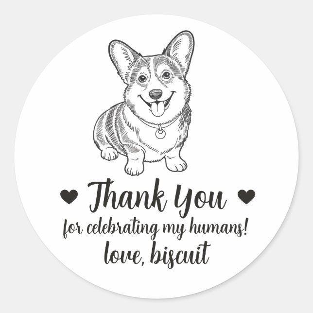 Custom Corgi Dog Wedding Favor Stickers (Front)