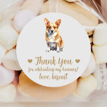 Custom Corgi Dog Wedding Favor Stickers<br><div class="desc">Celebrate your special day with these cute custom watercolor dog wedding favor stickers. Many breeds available in my store and in the collection below. Customize with your pet's name.</div>