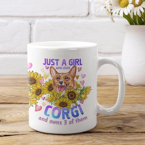 Custom Corgi Lover Sunflower Dog Trainer Floral Coffee Mug