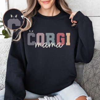 Custom Corgi Mama Dog Retro College Style Sweatshirt
