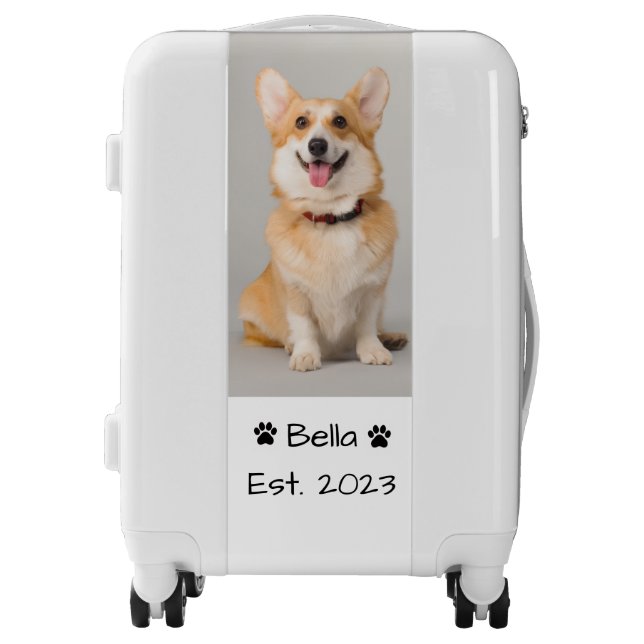 Custom Corgi Portrait & Name Est. Year Luggage (Front)
