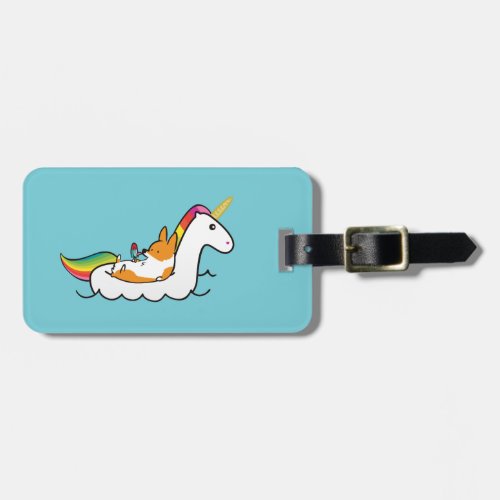 Custom Corgi Unicorn Floatie Luggage Tag
