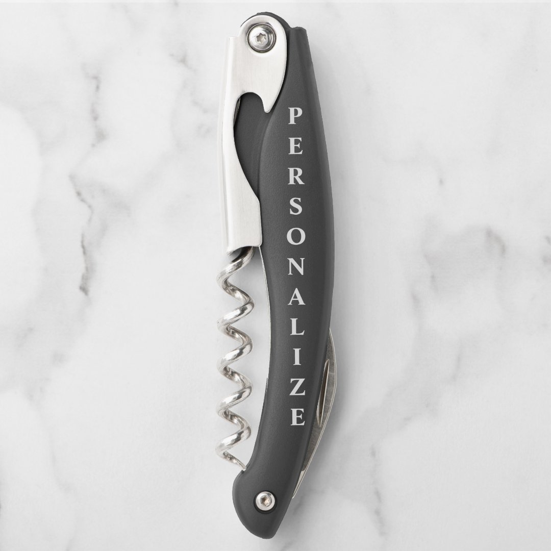 Custom corkscrew wine bottle opener & foil cutter Zazzle