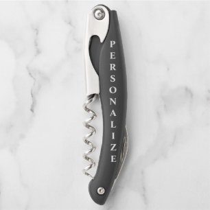 Custom corkscrew wine bottle opener & foil cutter